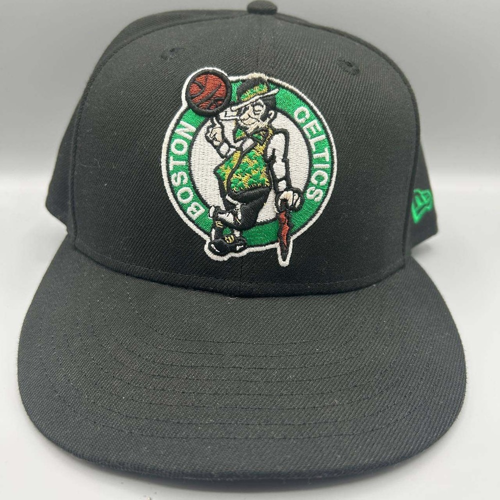 Boston Celtics Hat Men 7 3/8 Black Embroidered 59Fifty New Era NBA Fitted Cap